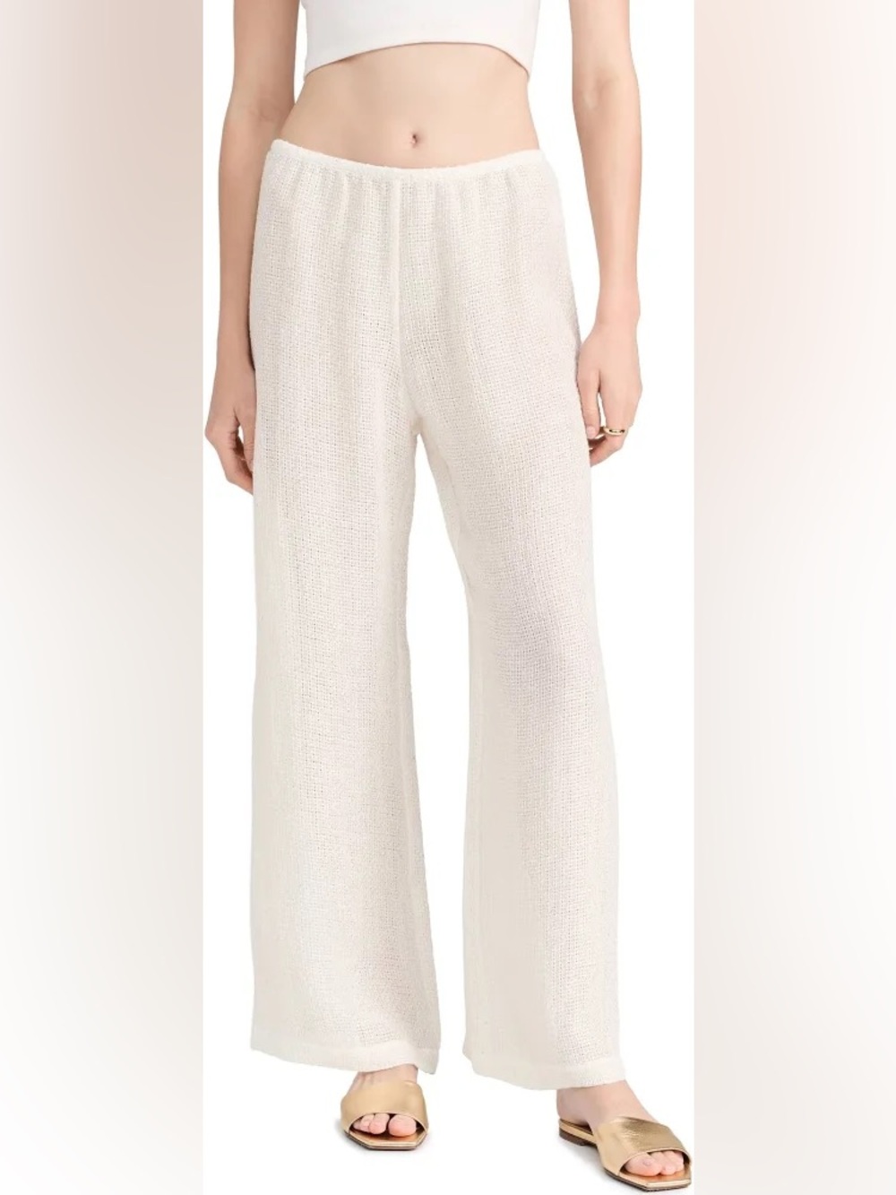 LESET Stella White Wide Leg Pants